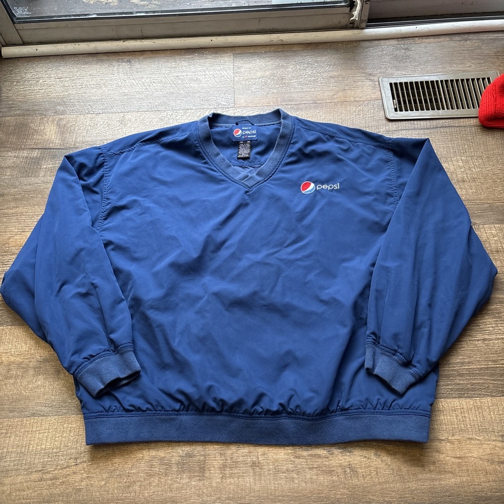 Pepsi Aramark 2XL XXL Pullover Jacket Windbreaker Navy Blue Embroidered Logo EUC